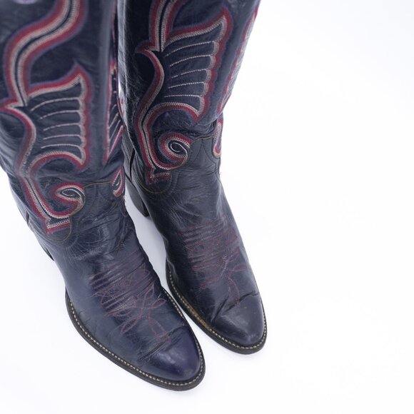 Cowgirl Boots Vintage Purple Western Tall 1970s Decorated Cowboy Boots Leather - Picture 9 of 12